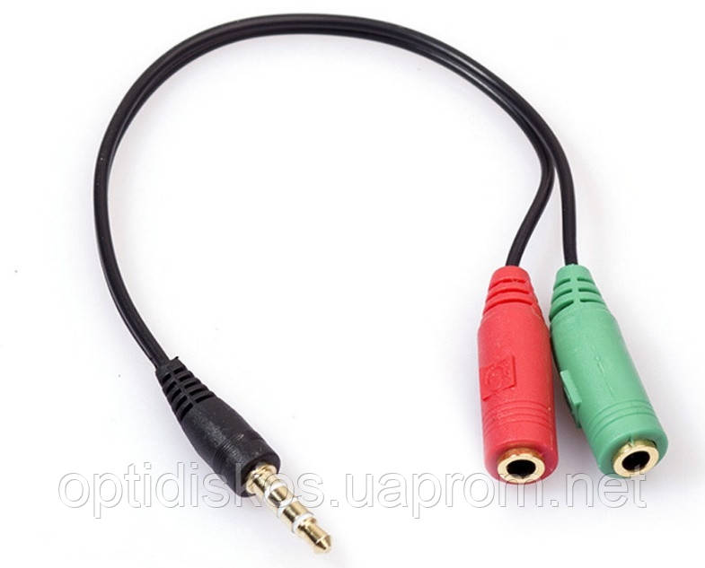 Аудио кабель переходник для наушников jack 3.5 (F)х2 / jack 3.5 (M)