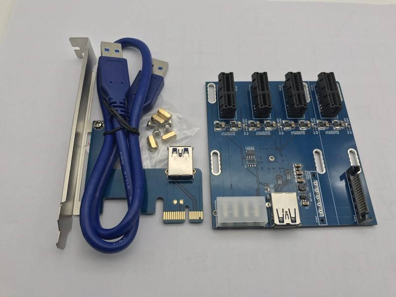 PCI-E 1X хаб концентратор разветвитель множитель PCI-E 1 1X to 4 1X USB 3.0