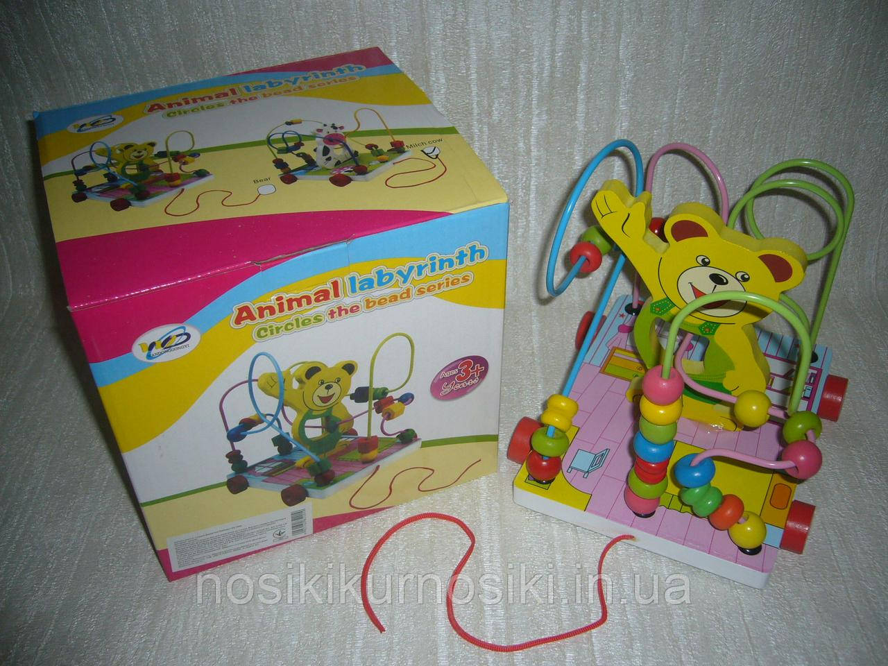 Дерев'яні іграшки лабіринт на дроті Мишка (великий) MD 0986