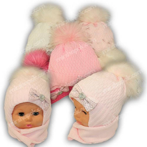 Дитячий комплект - шапка і шарф для дівчинки, p. 44-46, Ambra (Польща), утеплювач Iso Soft, G11