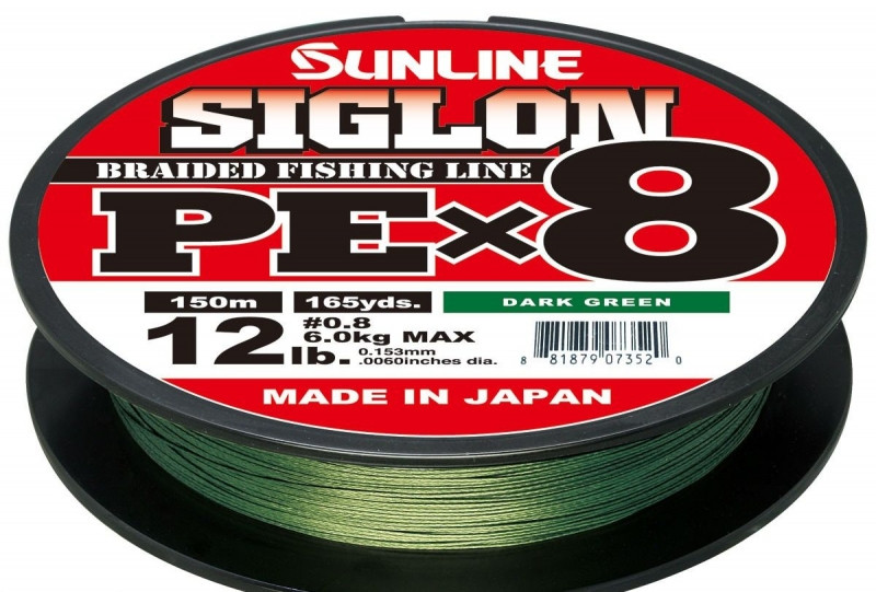 

Шнур Sunline Siglon PE x8 темн-зел #1,2 , 150м , 0,187 мм, 20 LB, 9,2 кг, Зелёный