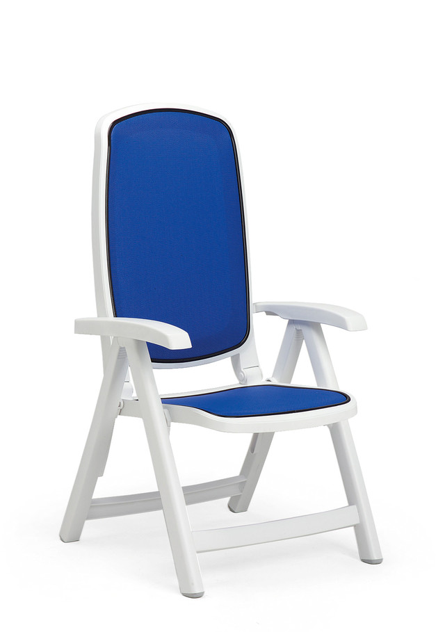 Кресло садовое раскладное Delta белое/синее