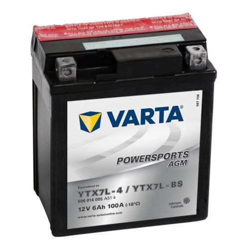 

YTX7L-BS VARTA Мото аккумулятор 6 А/ч, 100 А, (-/+), 114х71х131 мм