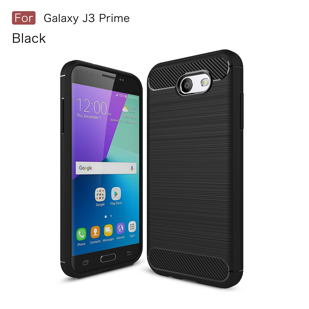 

Противоударный чехол для Samsung J3 Prime карбон, Черный