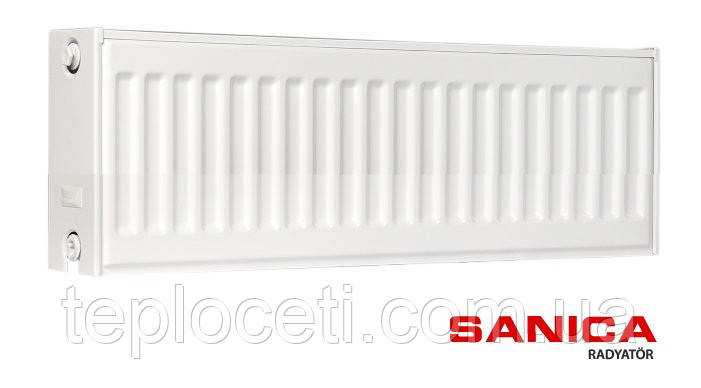Стальной радиатор отопления Sanica 22 тип 300х1100 (1397 Вт), Белый