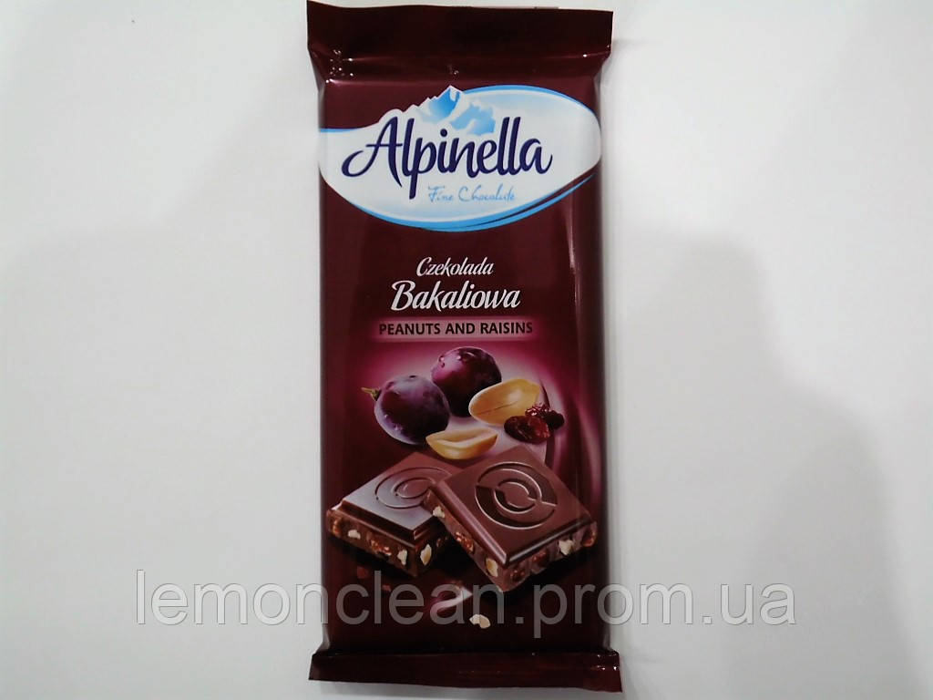 Шоколад Alpinella молочный с орехом и изюмом 90 г