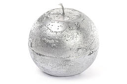 Свічка у формі кулі 10 см, колір - срібло, час горіння 32 год