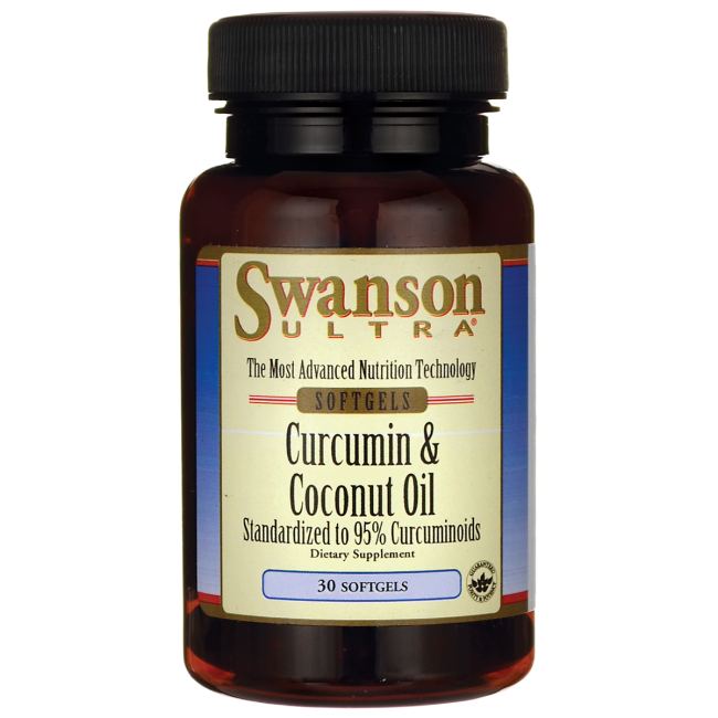 

Куркумин & Кокосовое Масло, Curcumin & Coconut Oil, Swanson, 30 капсул