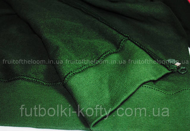 Тёмно-зелёная мужская лёгкая толстовка с капюшоном на замке