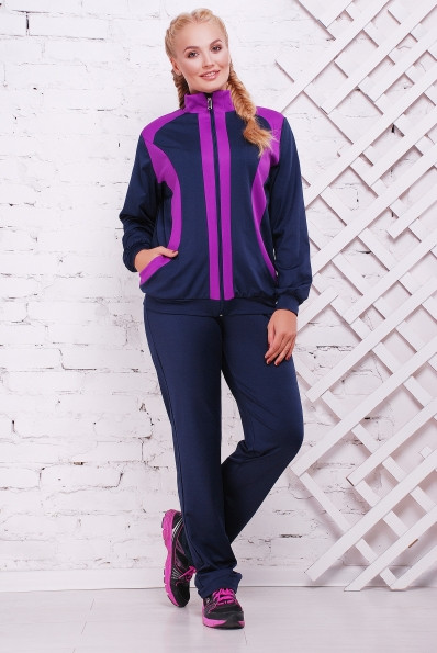 

Женский красивый молодежный спортивный костюм из дайвинга больших размеров цвет фиолет р-52,54,56,58,60,62
