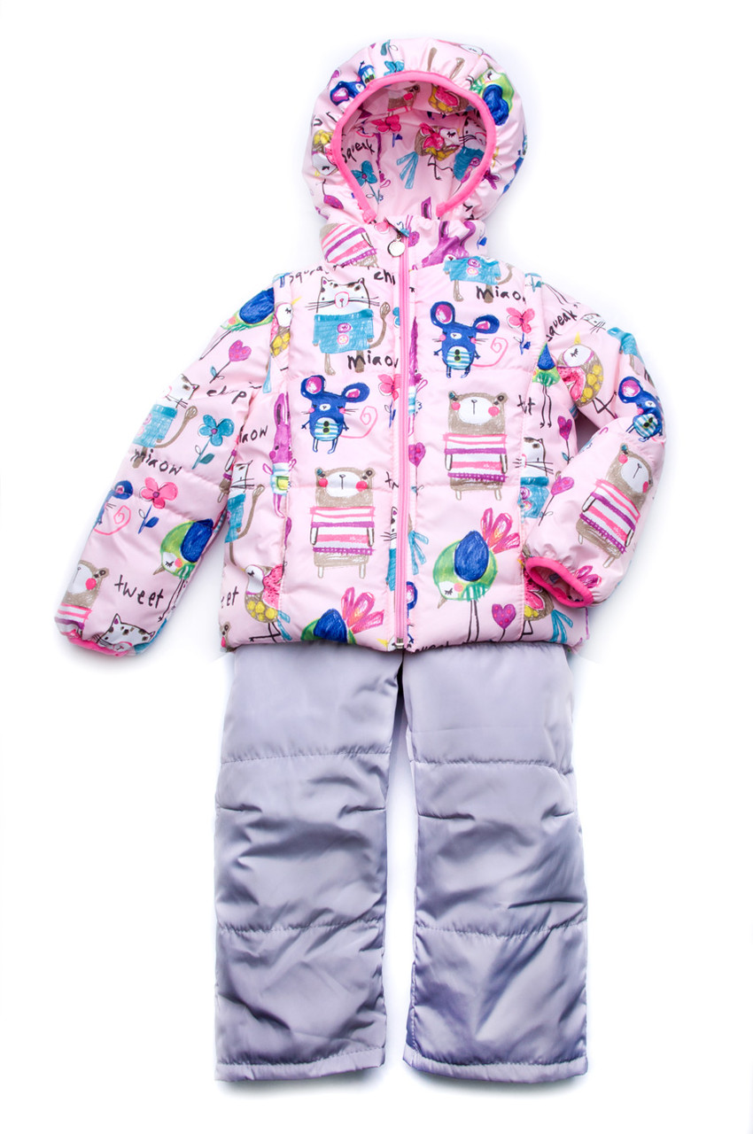 

Куртка-жилет (трансформер) для девочки "Animals"(розовая) 104