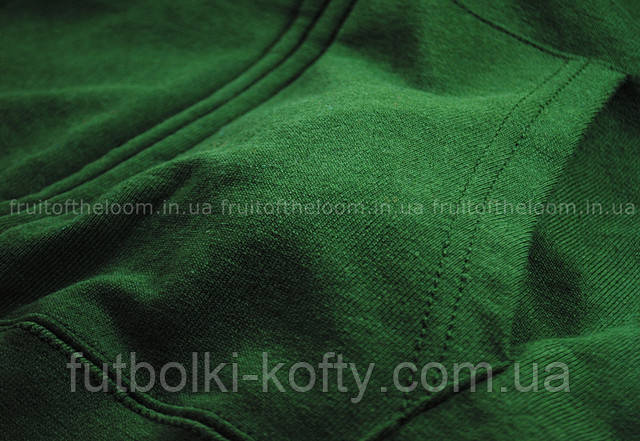 Тёмно-зелёная женская лёгкая толстовка на замке с капюшоном