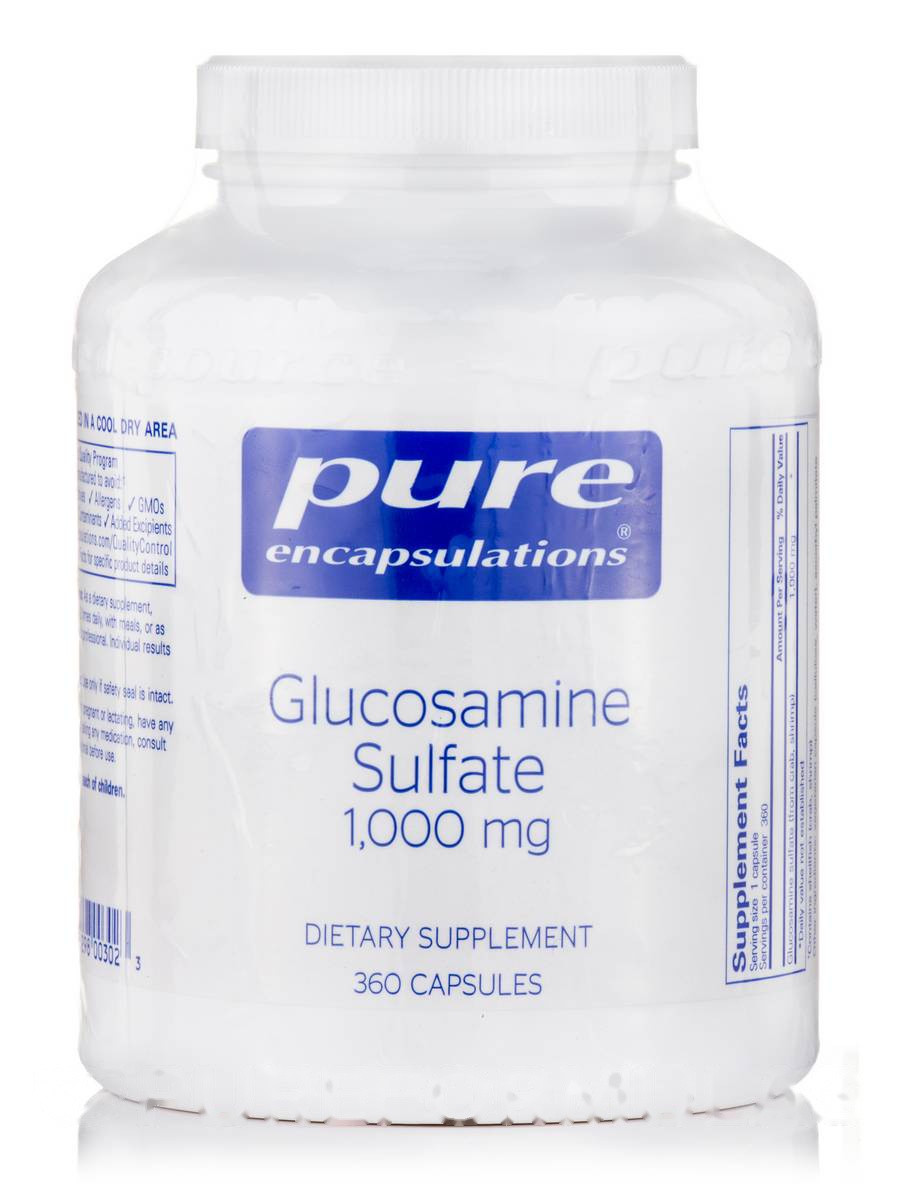 

Глюкозаминсульфат 1000 мг, Glucosamine Sulfate, Pure Encapsulations, 360 капсул