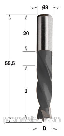 

Свердла непрохідні, короткі S = 8x20mm. 306.055.11