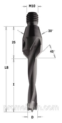 

337.060.12 Свердло NP гвинт. хвост. GZ D=6 I=50 LB=75 S=M10/30° LH