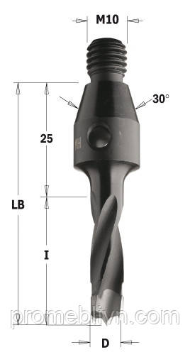 

341.080.12 Свердло NP гвинт. хвост. HW D=8 I=30 LB=55 S=M10/30o RH