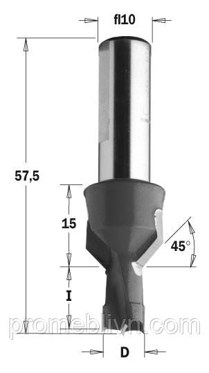 

376.101.11 Свердло з зінкером NP HW D=10 I=15 L=57,5 S=10 RH