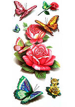 Тимчасове татуювання троянди з метеликами