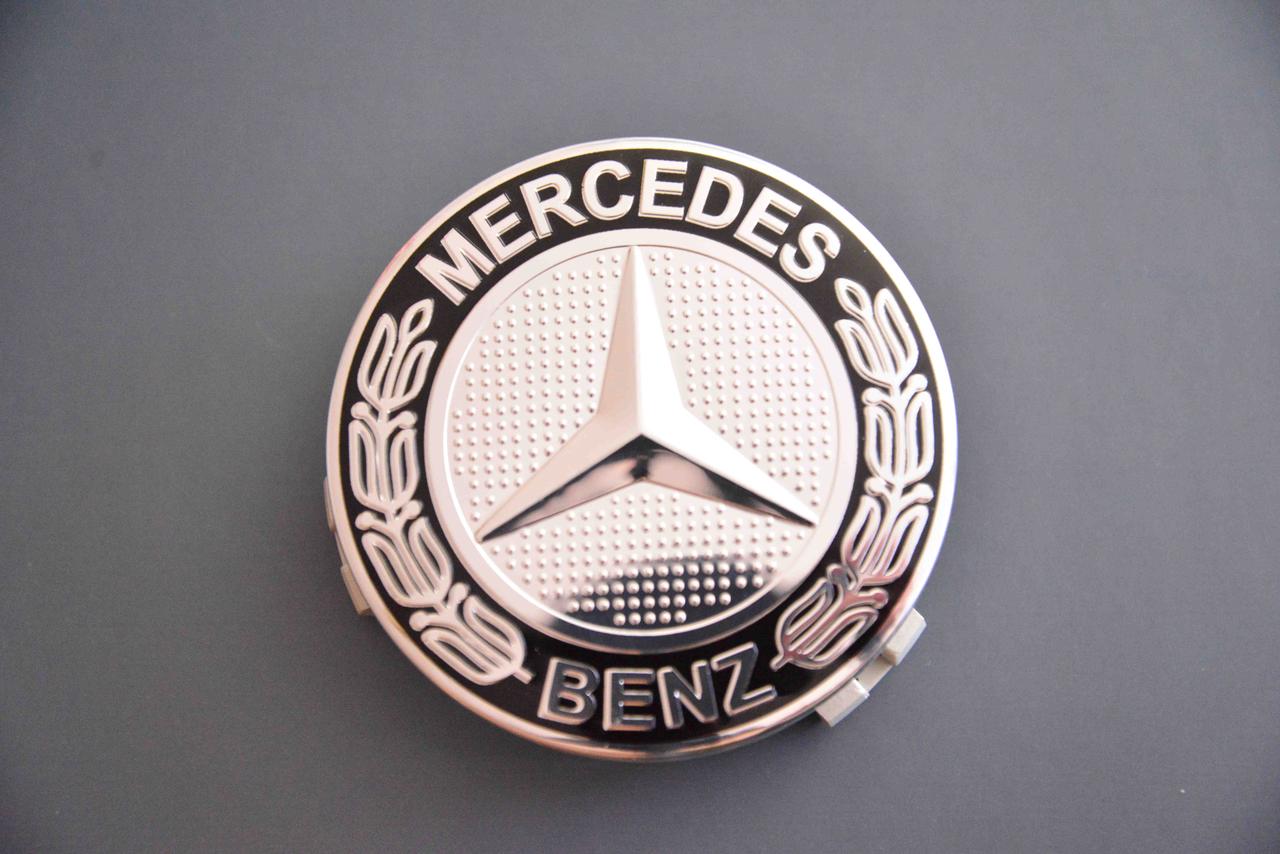 Эмблема логотип Mercedes Мерседес 74 мм на капот багажник черный