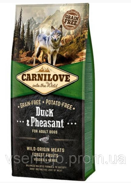 

Сухой корм для взрослых собак Carnilove Duck & Pheasant 12 кг