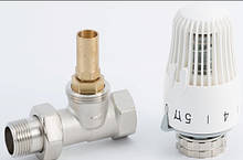 Клапан (кран) термостатичний прямий RTL РТЛ з термоголовкою для контуру теплої підлоги