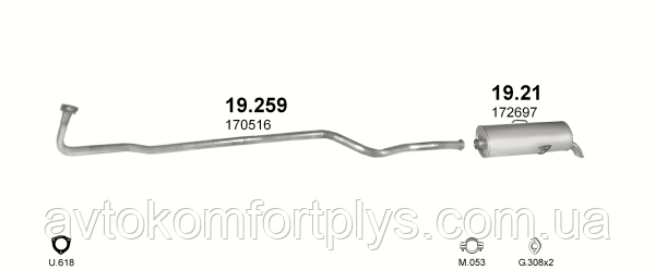 

Глушитель PEUGEOT 106 1.0 (954 см3) (1991 - 1995 гг) (Пежо)