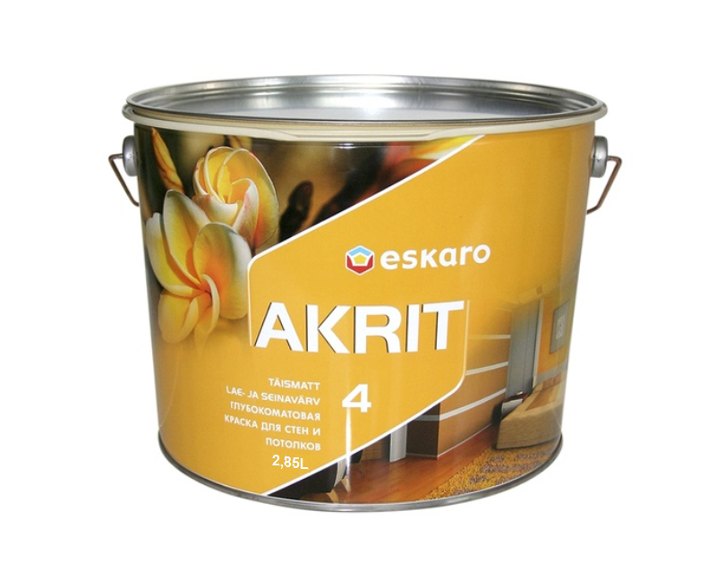 Краска  латексная ESKARO AKRIT 4 интерьерная белая-база А 2,85л