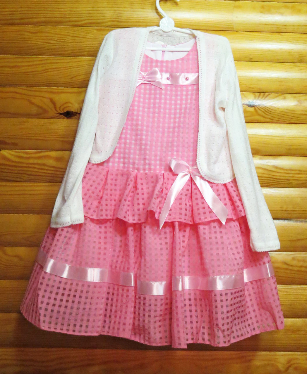 

Нарядное платье + болеро для девочки (6-7 лет) Венгрия, Розовый