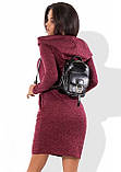 Сукня бордового кольору з коміром-капюшоном, фото 2