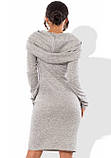 Платье серого цвета с воротником-капюшоном, фото 2