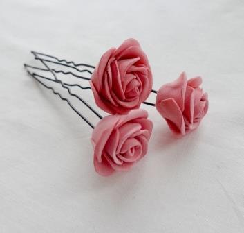 Шпильки для волосся ручної роботи "Трояндочки Коралові"-купити-в інтернет-магазині AnnaRose