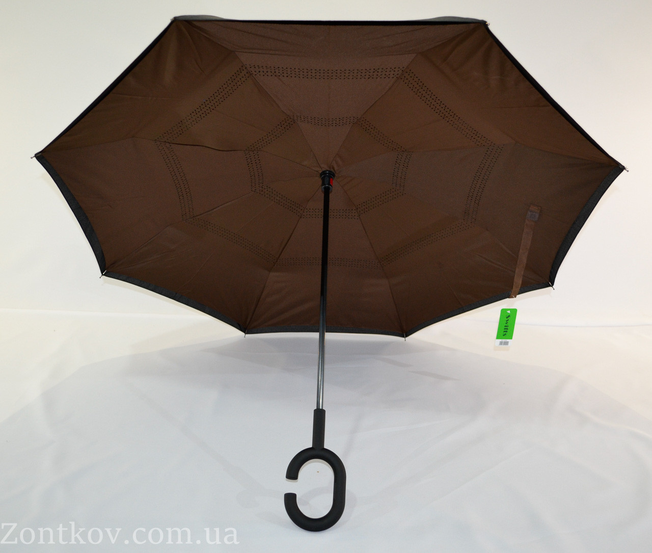 

Однотонный зонтик "Smart" с обратным сложением от фирмы "Swifts", Коричневый