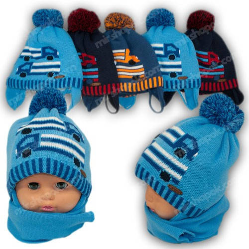 Комплект шапка і шарф для хлопчика, Grans (Польща), утеплювач фліс, A822F