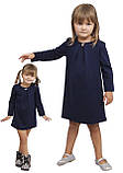 Плаття для дівчинки трикотажне з рукавом М-1107 зростання 98 104 110 116 122 128 134 і 140 синє, фото 4