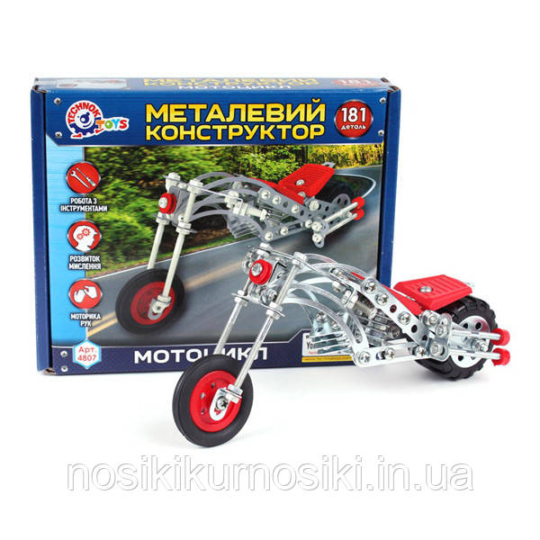 Конструктор металлический ТехноК Мотоцикл (4807) 181 деталь