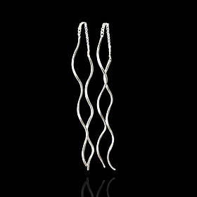 Серебряные серьги-протяжки спиральные