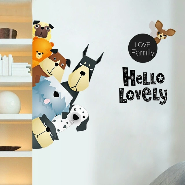 

Наклейка на стену, виниловые наклейки, стикеры "собачки Hello Lovelly" Love Family (50*75см лист)