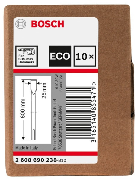 Плоске зубило Bosch SDS-MAX 600 мм ECO, 10 шт