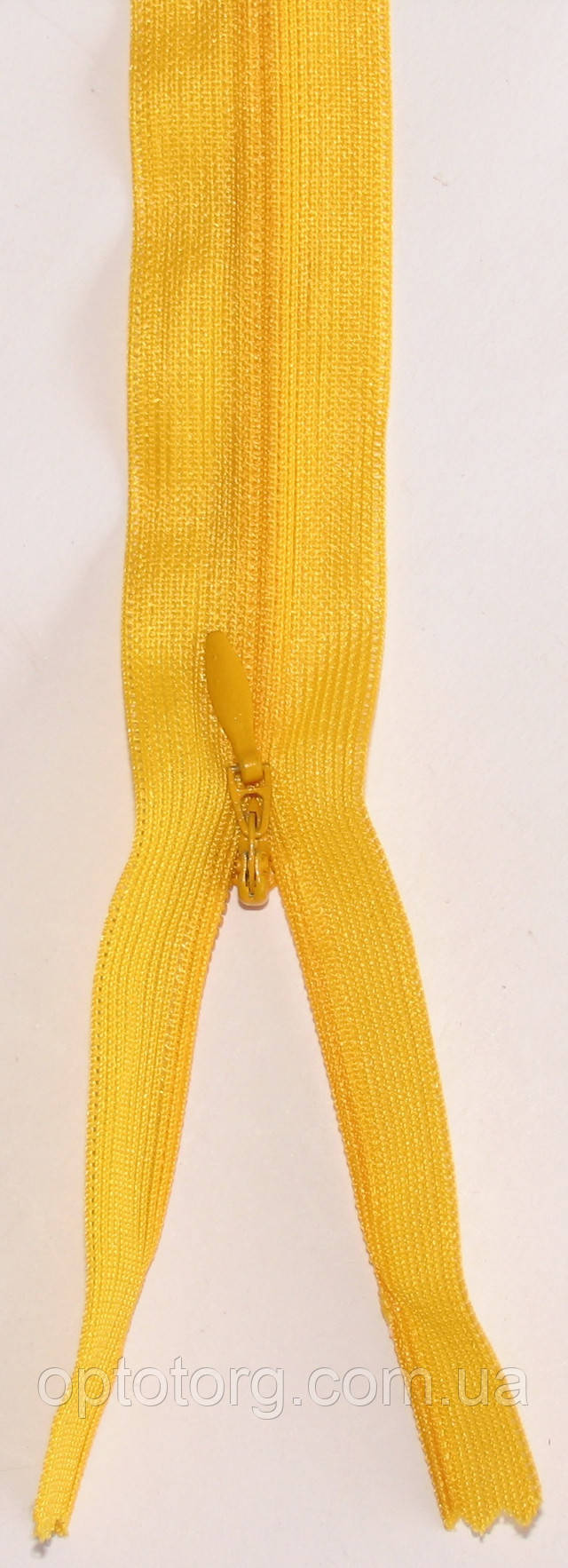 Потайна нераз'емна блискавка кольору жовток одинарна довжина 50см оптом від optotorg.com.ua