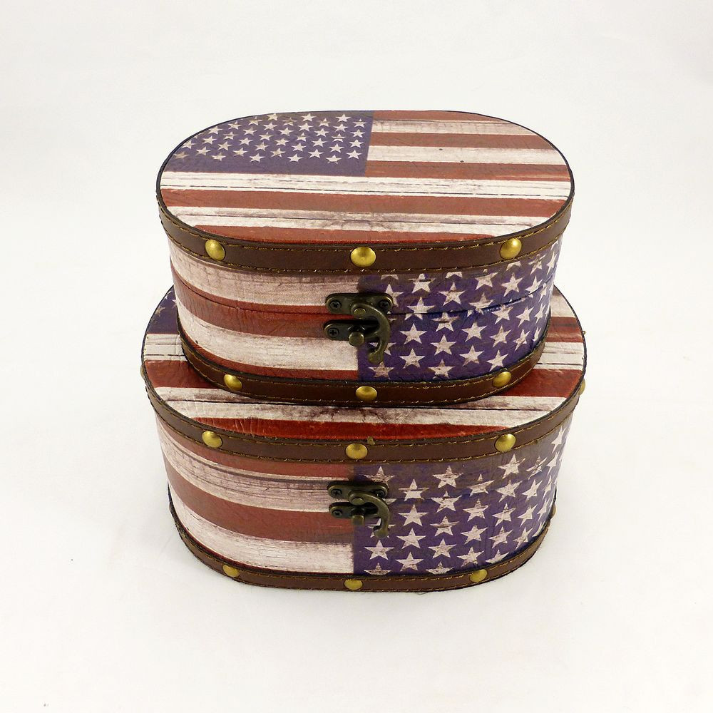 Шкатулка овальная набор набор из 2-х флаг США