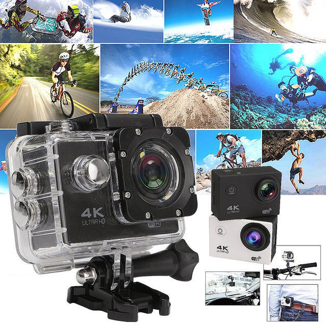 

Экшн-камера Action Camera 4к 60fps WiFi Ultra HD c водонепроницаемым боксом и набором креплений, Черный