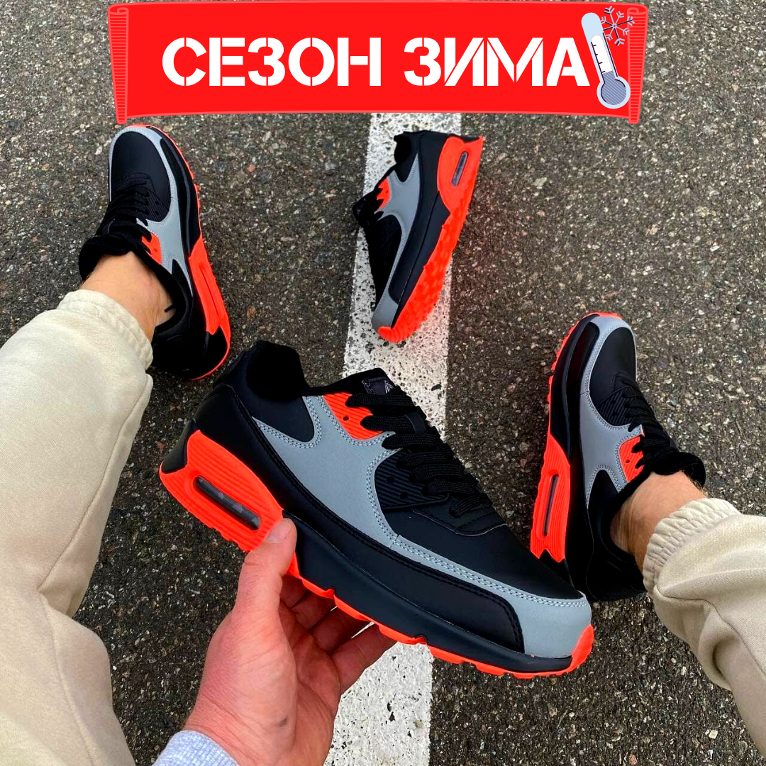 

Мужские зимние кроссовки в стиле Nike Air,(флис) теплые, Красный