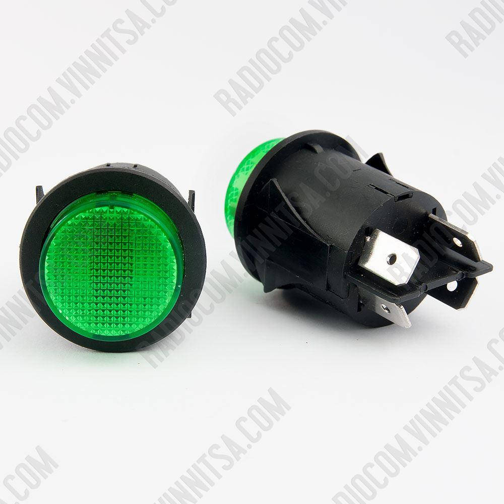 

№1041 Кнопка (зелен.) SC-7087 с фикс. 2гр. с подсв. 12V 30A 12VDC (4 выв.) OFF-ON (с подсветкой 12V