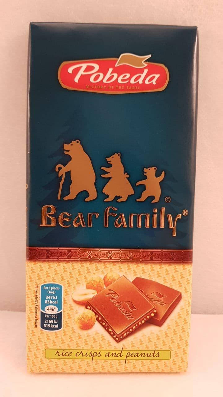 

Шоколад с рисовым криспи и арахисом Pobeda Победа Bear Family 80 г