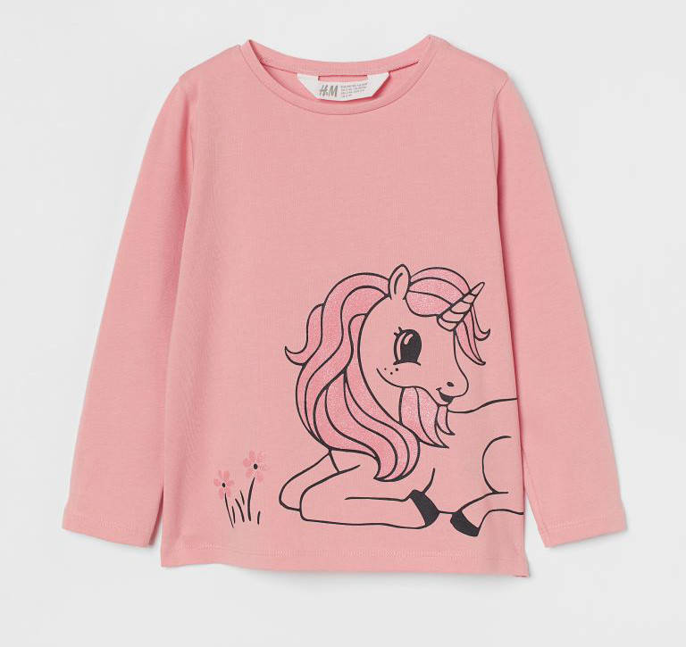 

Кофта лонгслив Единорог H&M для девочки р.134/140 - 8-10 лет /27012/, Розовый