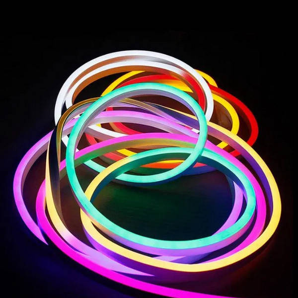 

Светодиодный гибкий неон RGB NEON 60LED 5050-12V-14W IP65 10*20mm разноцветный неон