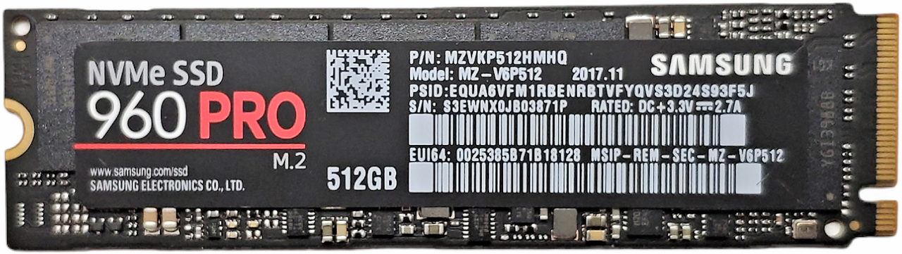 

Накопитель SSD 512GB NVMe 3D V-NAND MLC M.2 Samsung 960 PRO MZ-V6P512BW