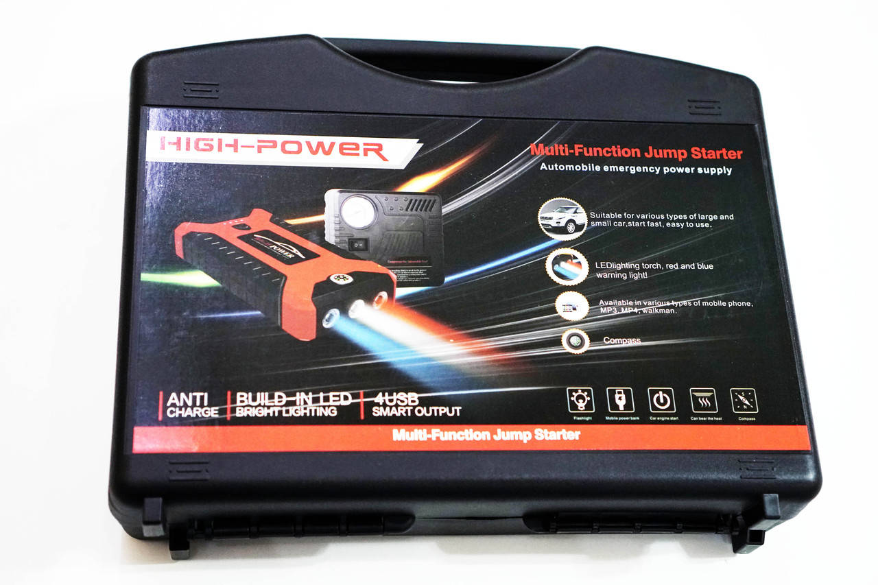 

Power Bank Car jump starter 20000 mAh зарядно-пусковое устройство для машины 4хUSB+Фонарик + Компрессор