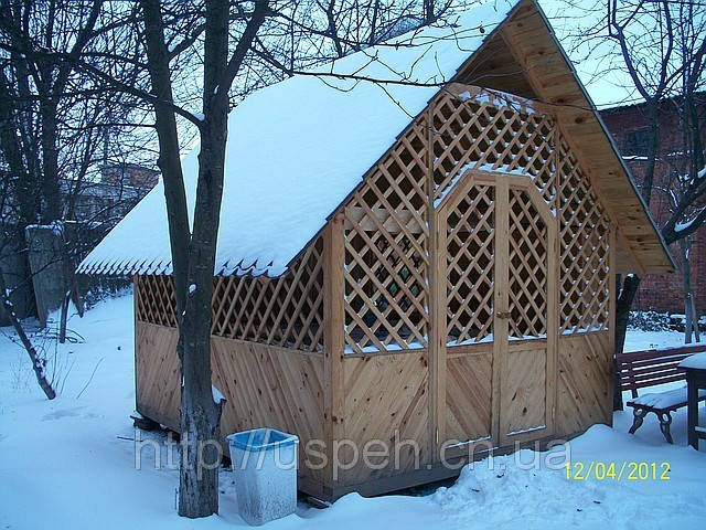 

Беседка из дерева прямоугольная для дачи и сада