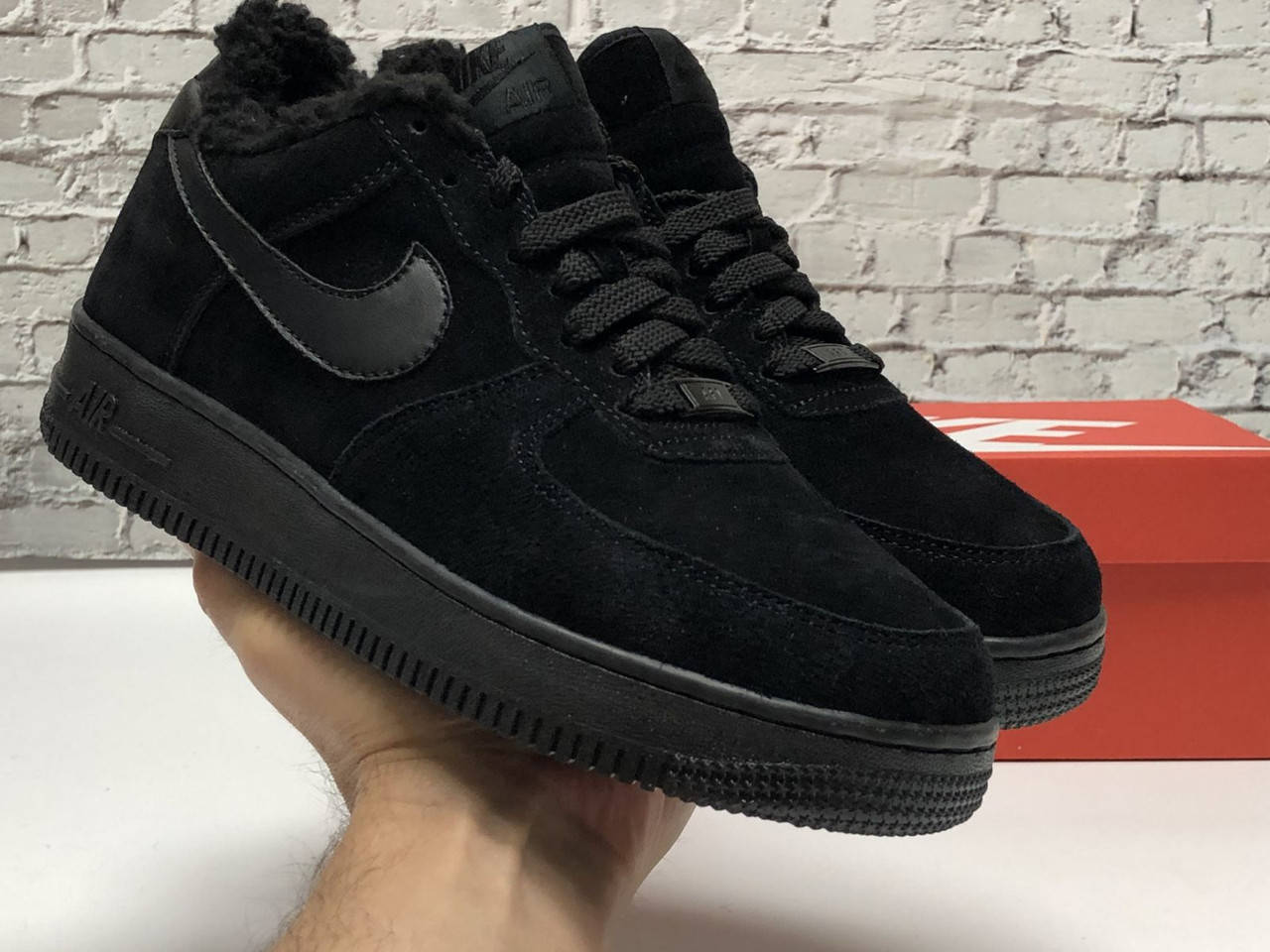 

Зимние кроссовки на меху черного цвета Nike Air Force 1 Low Black (Мужские зимние кроссовки Найк Аир Форс) 43, Черный